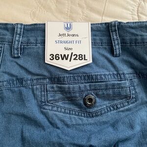 Jett Jeans Mens 36W/28L. Straight Fit Lightweight Blue Denim Pants